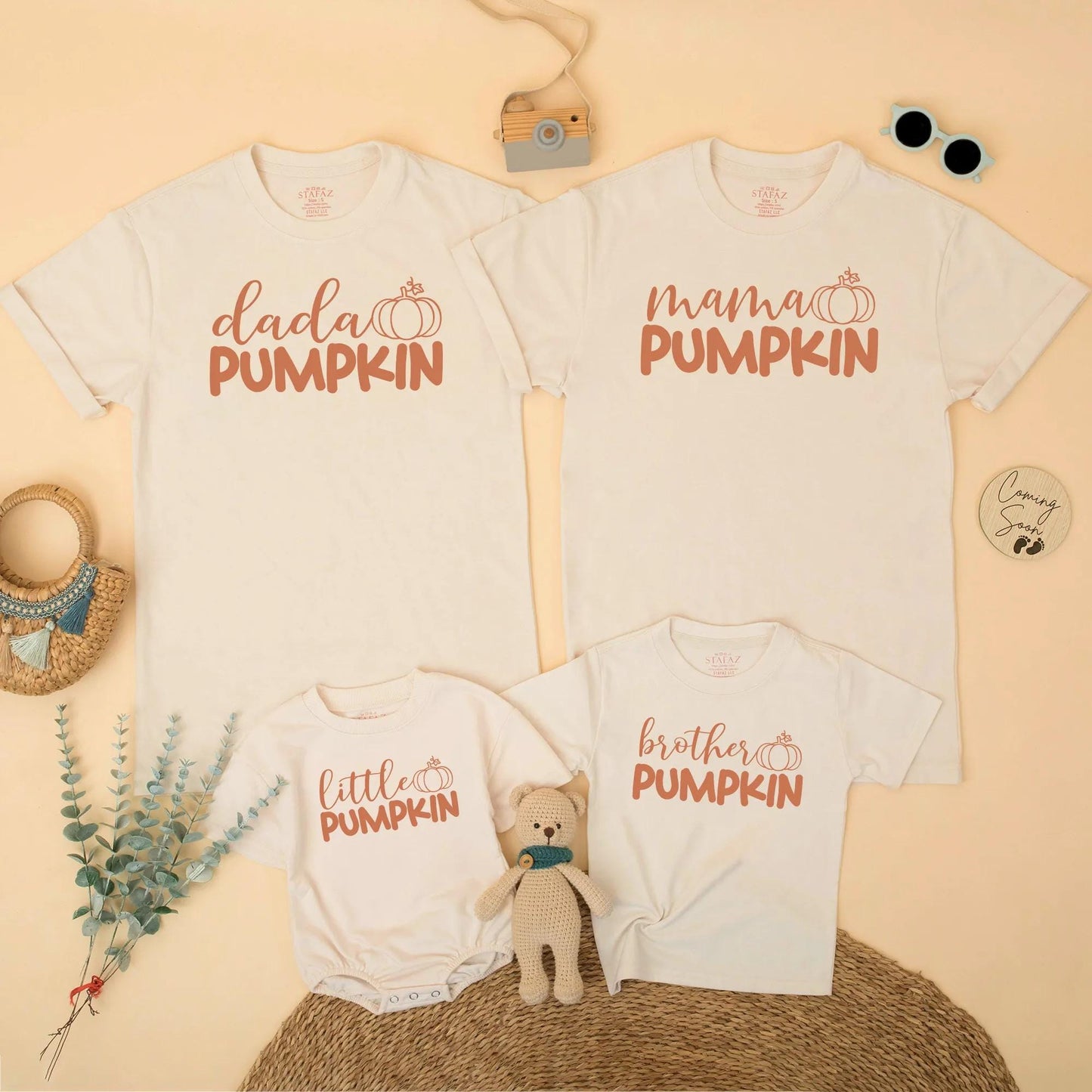 Cute Fall Pumpkin Patch Matching Family Shirts for Mom Dad Little Brother Mama Dada Thanksgiving Birthday Outfits