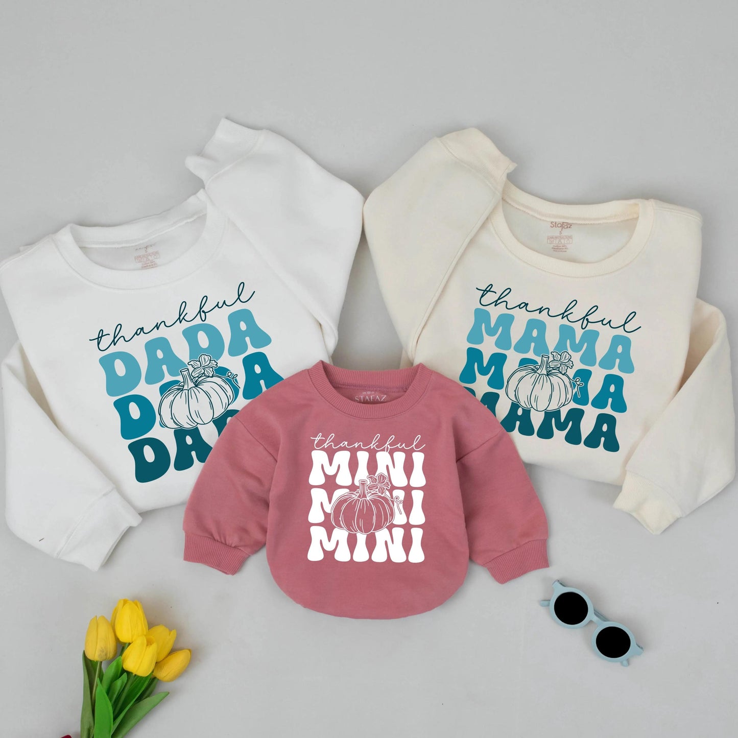 Thankful Mama & Mini Teal Pumpkin Sweatshirt Set, Mom and Baby Fall Shirts, Thanksgiving Gift, Matching Mommy and Me Outfits (138 chars)