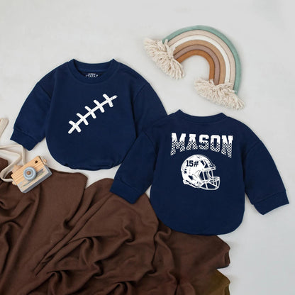 Mason Football Romper Custom Name & Number Baby Boy Outfit Game Day Birthday Gift | First Birthday Baby Bodysuit 15