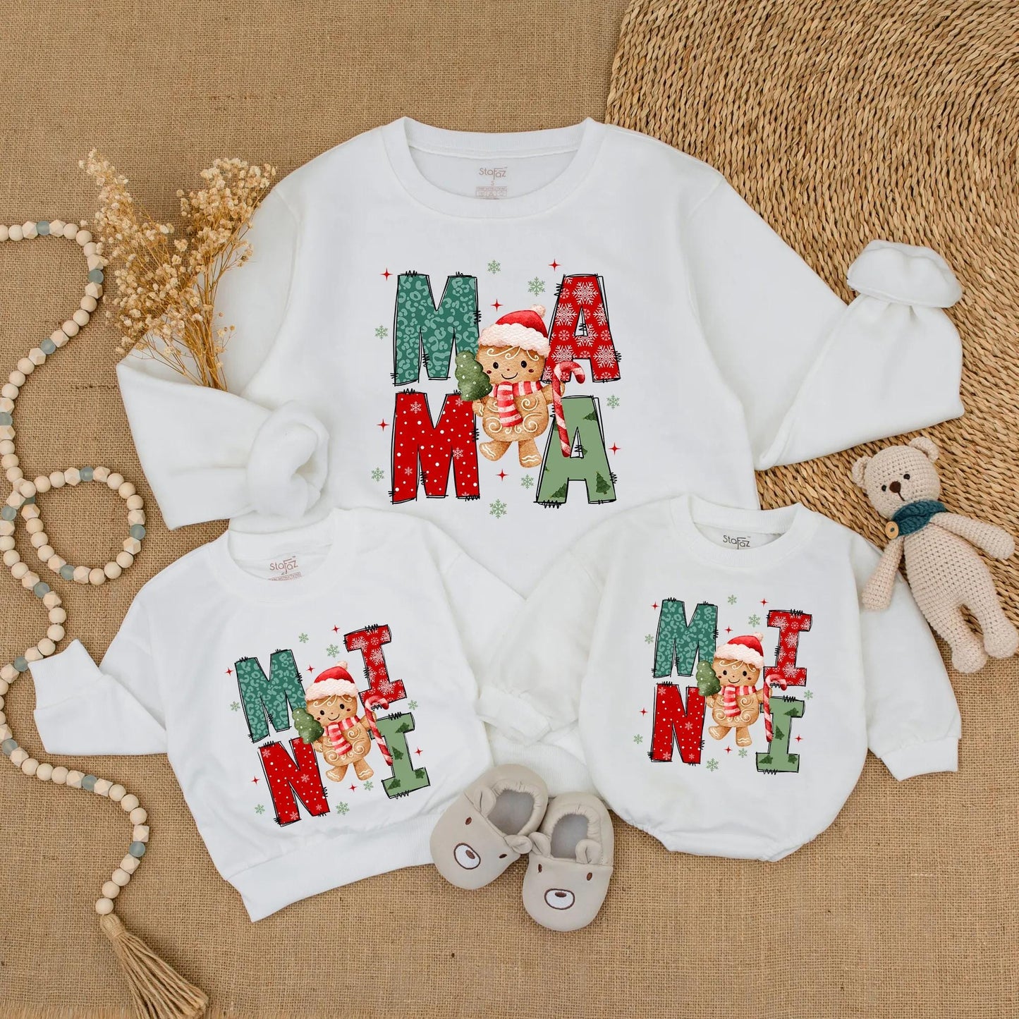 Matching Mama Mini Christmas Sweatshirt Set, Festive Leopard & Snowflake Design, Mommy and Me Holiday Family Outfit, Cute Winter Gift
