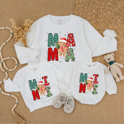 Matching Mama Mini Christmas Sweatshirt Set, Festive Leopard & Snowflake Design, Mommy and Me Holiday Family Outfit, Cute Winter Gift
