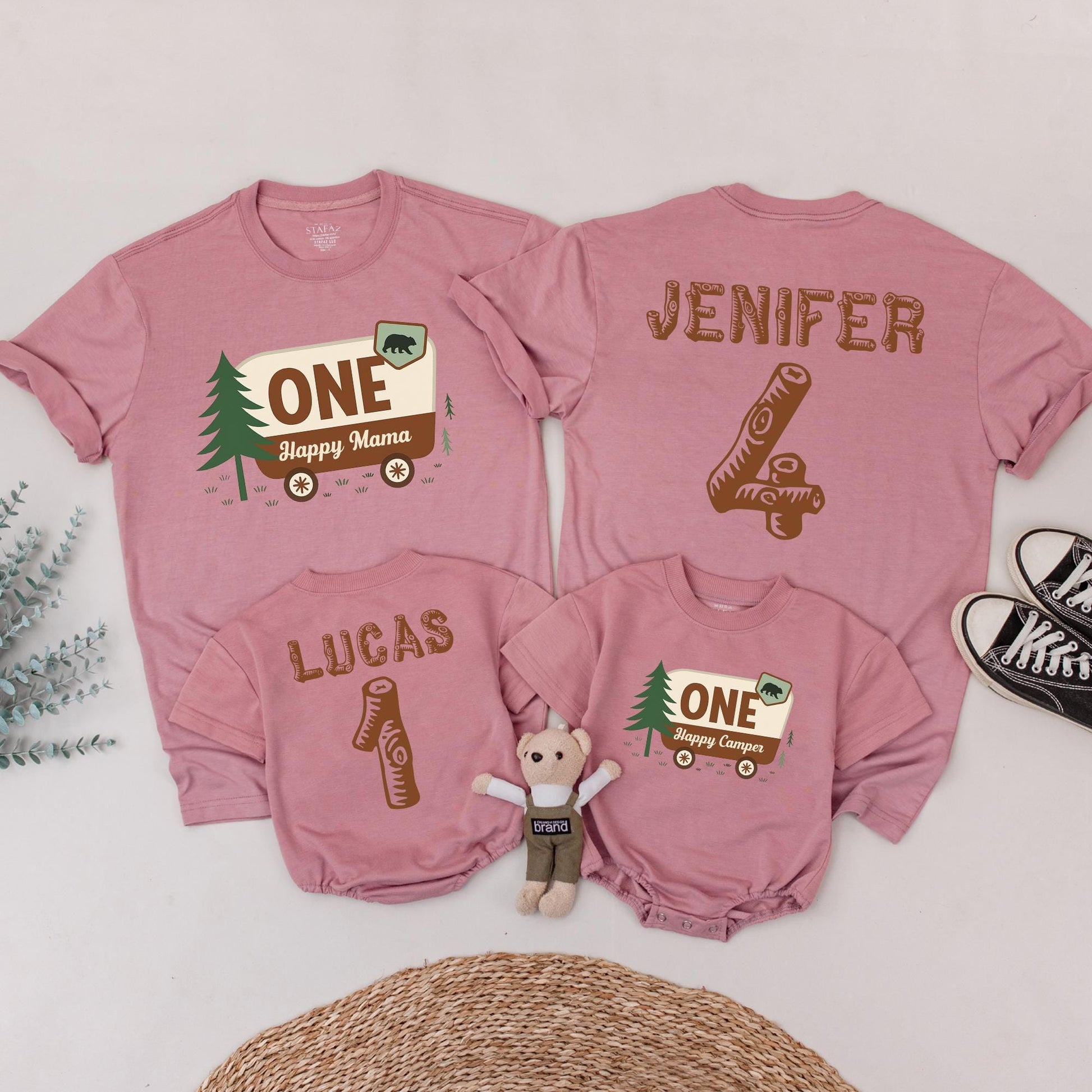 Matching Happy Camper 1st Birthday Shirts, Family Camping Outfits, Baby Boy or Girl First Birthday Tee, Mommy & Me, Toddler Camp Party