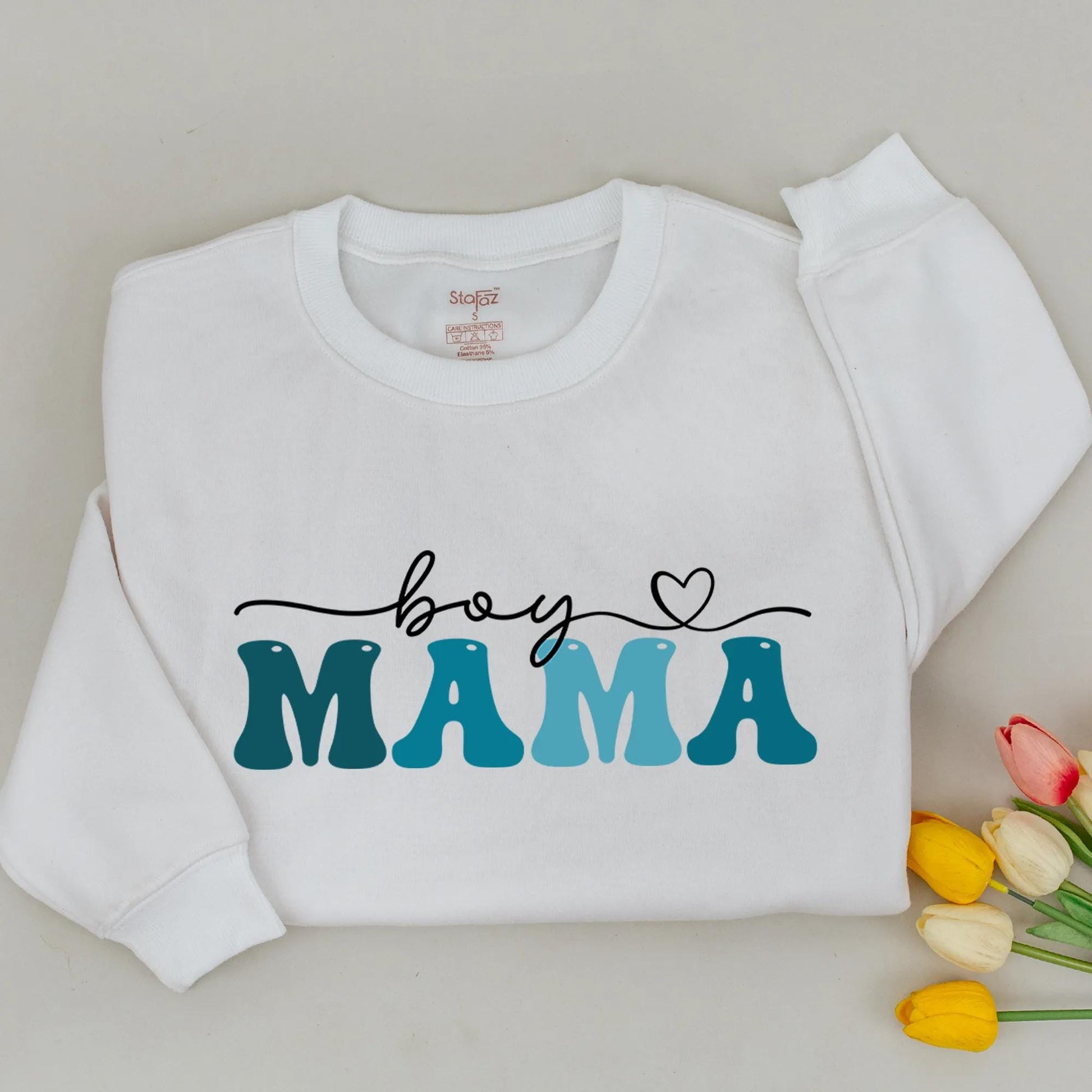 Mommy and Me Matching Boy Mama Sweatshirts Mama's Boy Teal Turquoise Heart Mother Son Outfit Playful Modern Mother's Day Gift