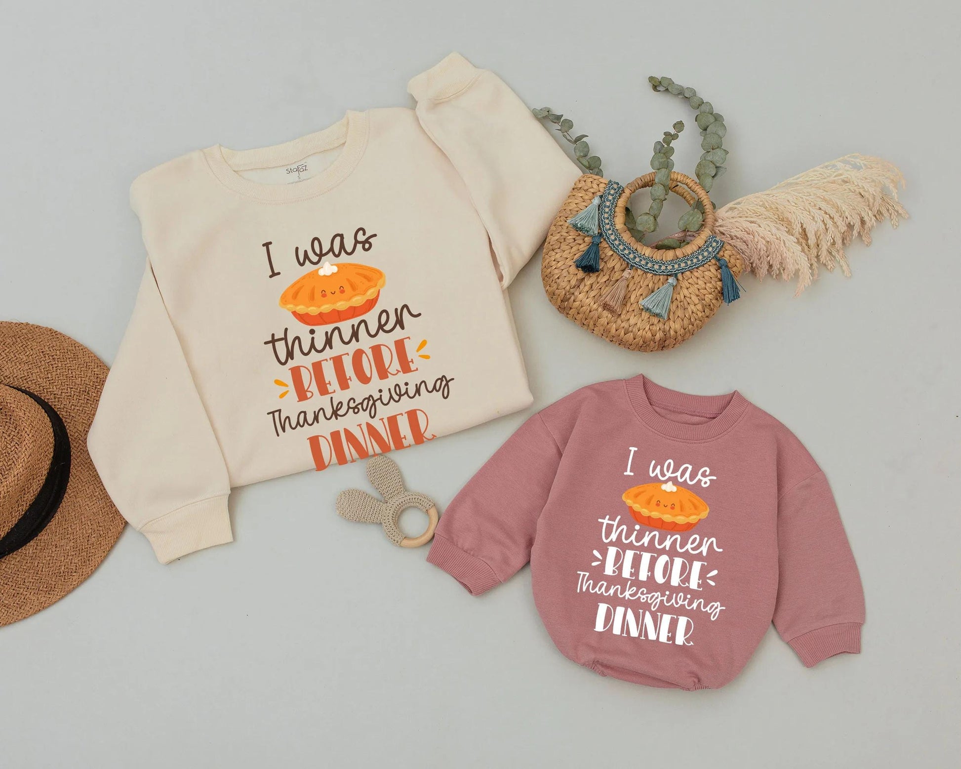 Funny Thanksgiving Matching Family Sweatshirt, Pumpkin Pie I Was Thinner Design, Fall Outfit, Mommy and Me Sweater, Pumpkin Season Shirt (139 chars)