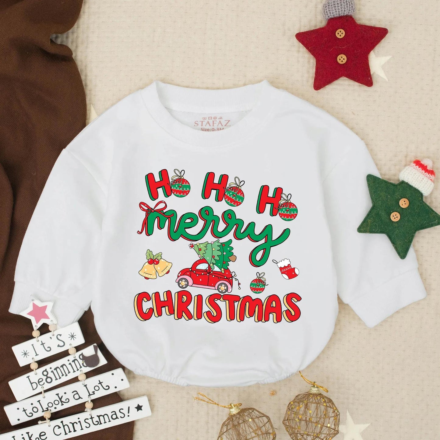 Tis The Season Ho Ho Ho Christmas Bow Baby Bubble Romper Festive Red Car Tree Infant First Xmas Outfit Toddler Cheerful Whimsical Holiday Design