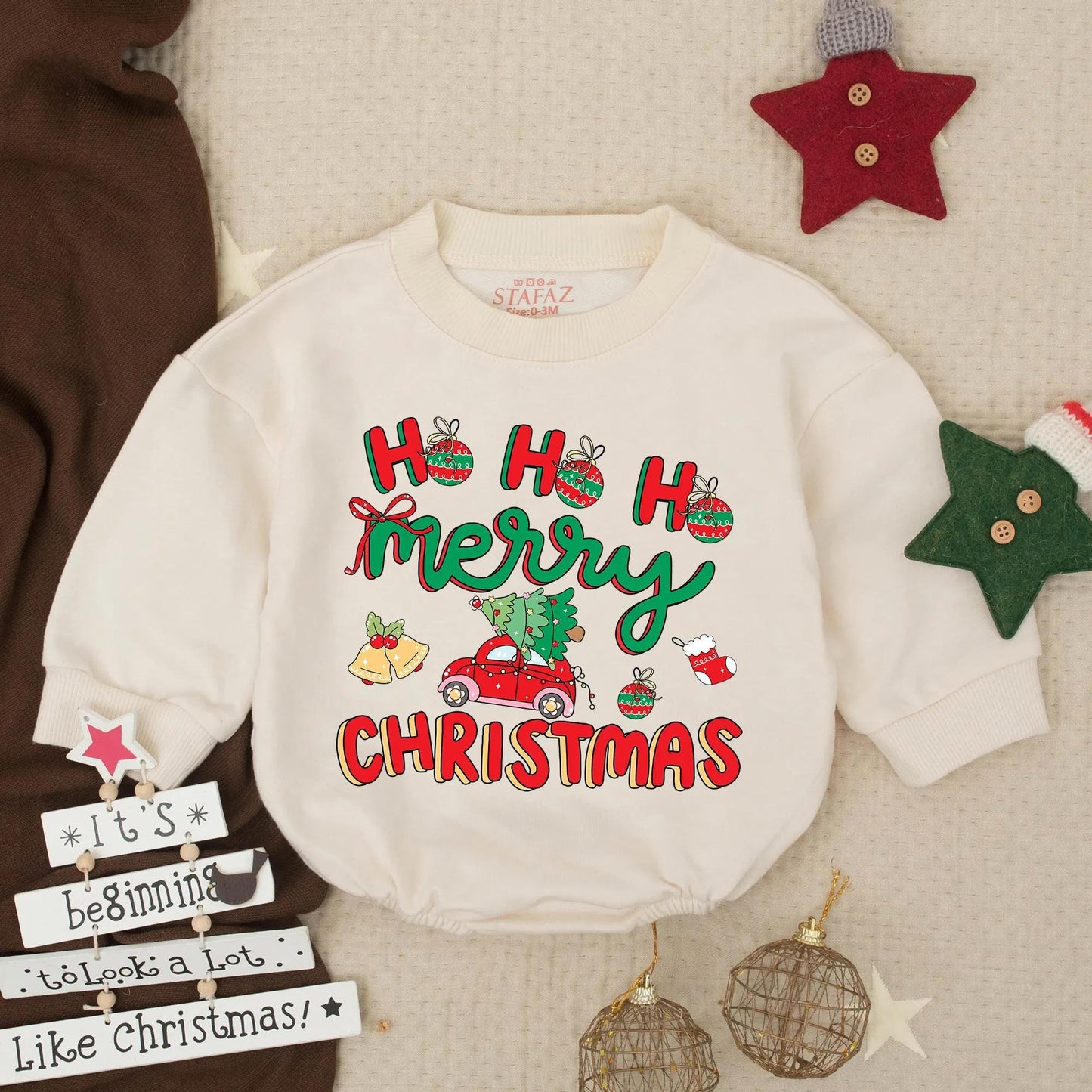 Tis The Season Ho Ho Ho Christmas Bow Baby Bubble Romper Festive Red Car Tree Infant First Xmas Outfit Toddler Cheerful Whimsical Holiday Design