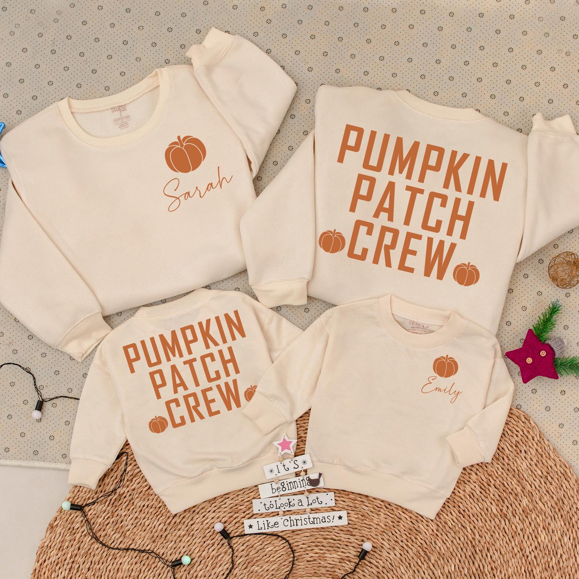 Pumpkin Patch Crew Sweatshirt Cute Fall Family Matching Sweater for Kids Toddlers Infants Adorable Autumn Outfits
