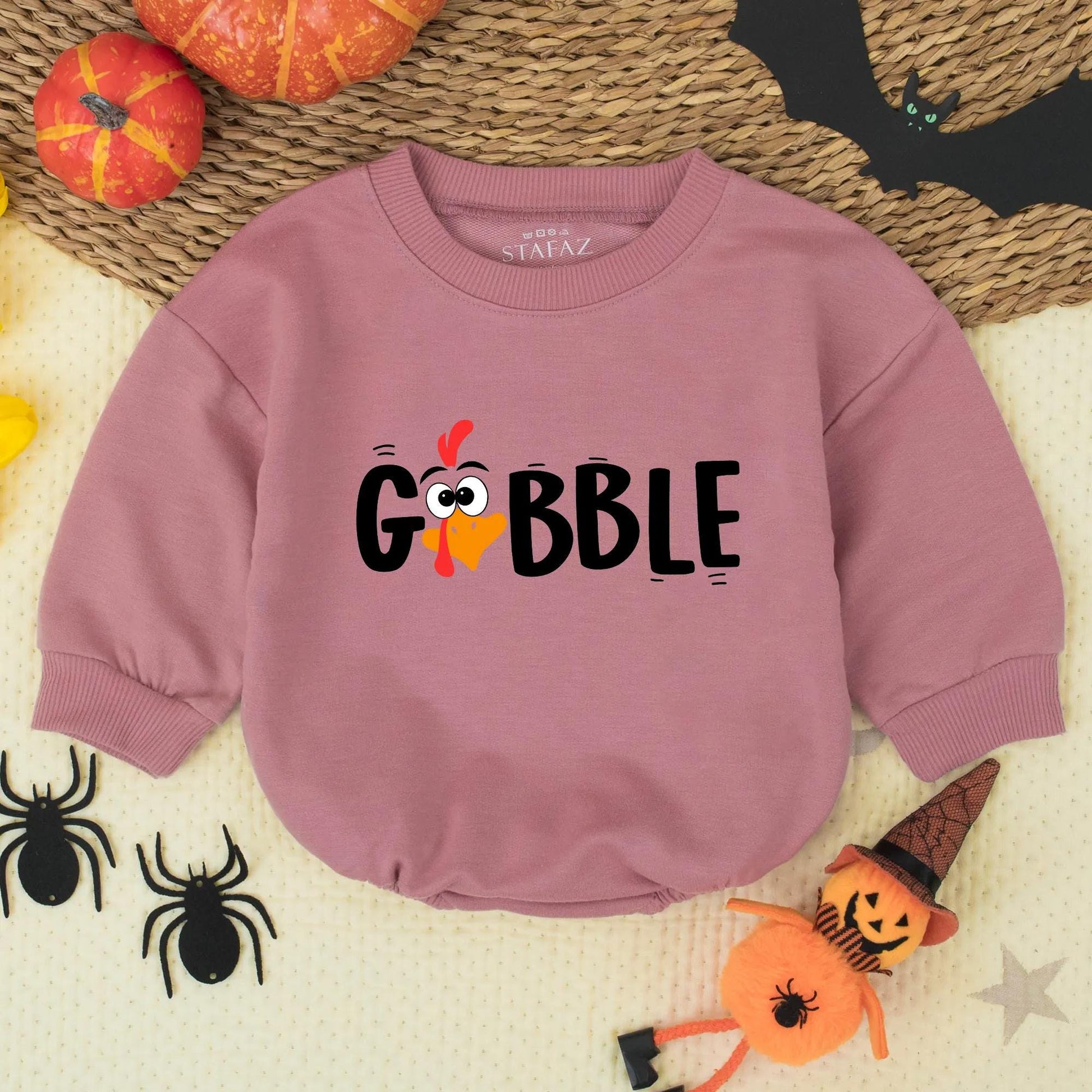 Gobble Turkey Romper Baby Bodysuit Cute Fall Thanksgiving Outfit Unisex Infant Clothes for Boys Girls Toddlers Baby Shower Gift