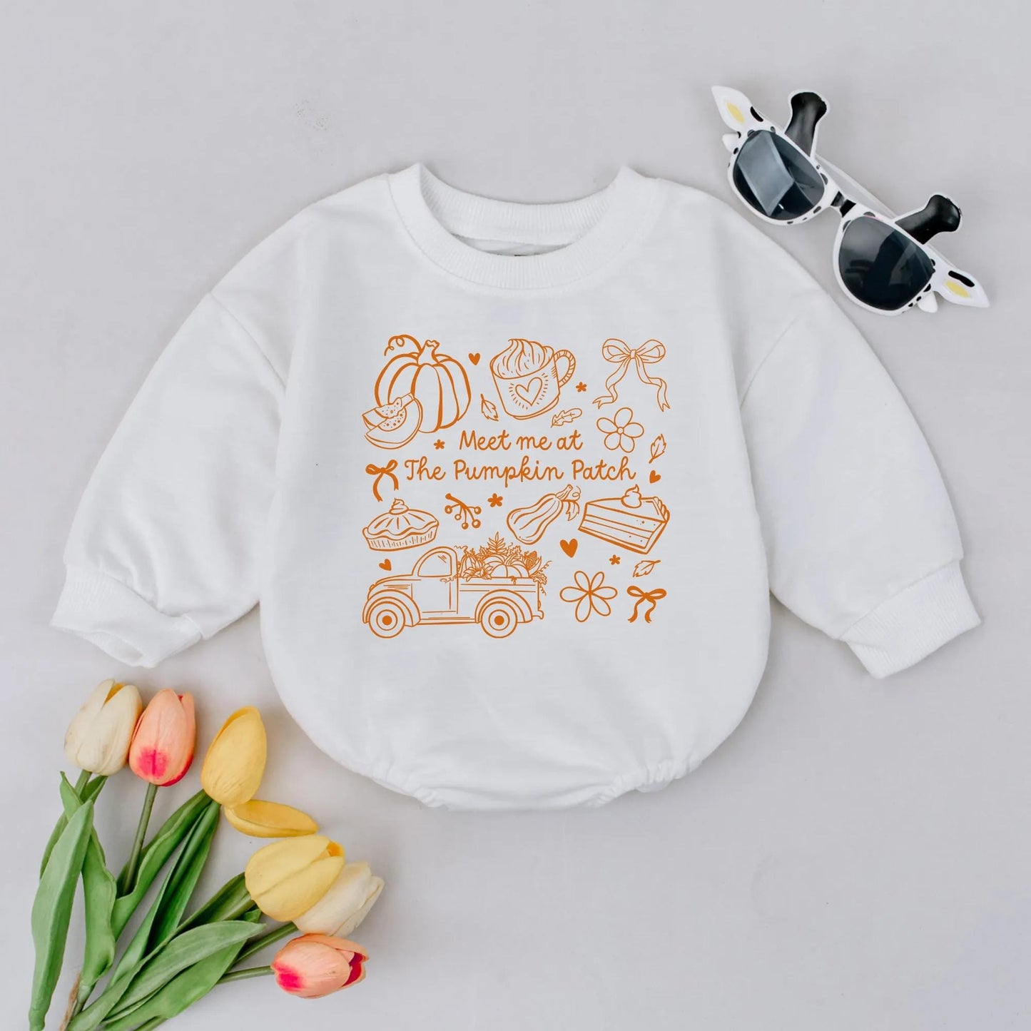 Meet Me at The Pumpkin Patch Bubble Romper Adorable Orange Autumn Baby Clothes Cozy Fall First Thanksgiving Gift Infant