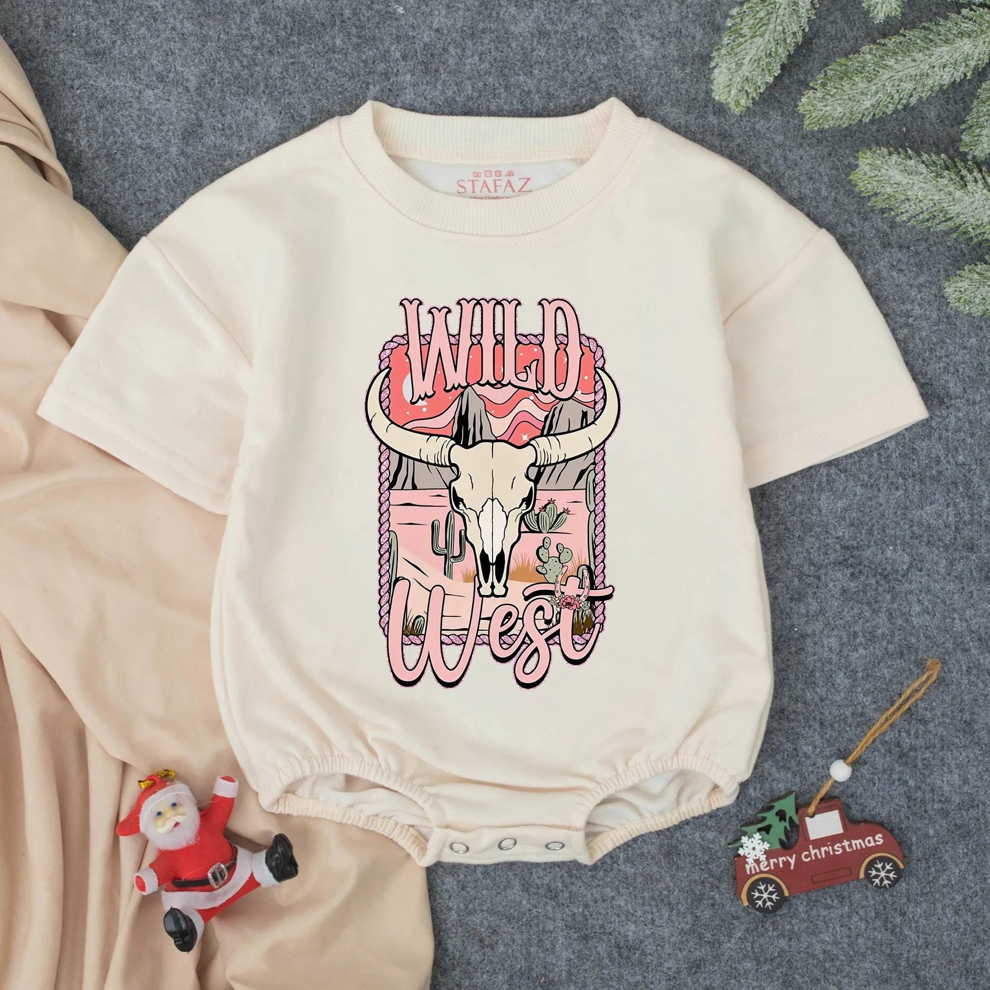 Pink Wild West Cowgirl Baby Bubble Romper Adorable Western Bodysuit for Baby Girls Perfect Baby Shower or Coming Home Outfit