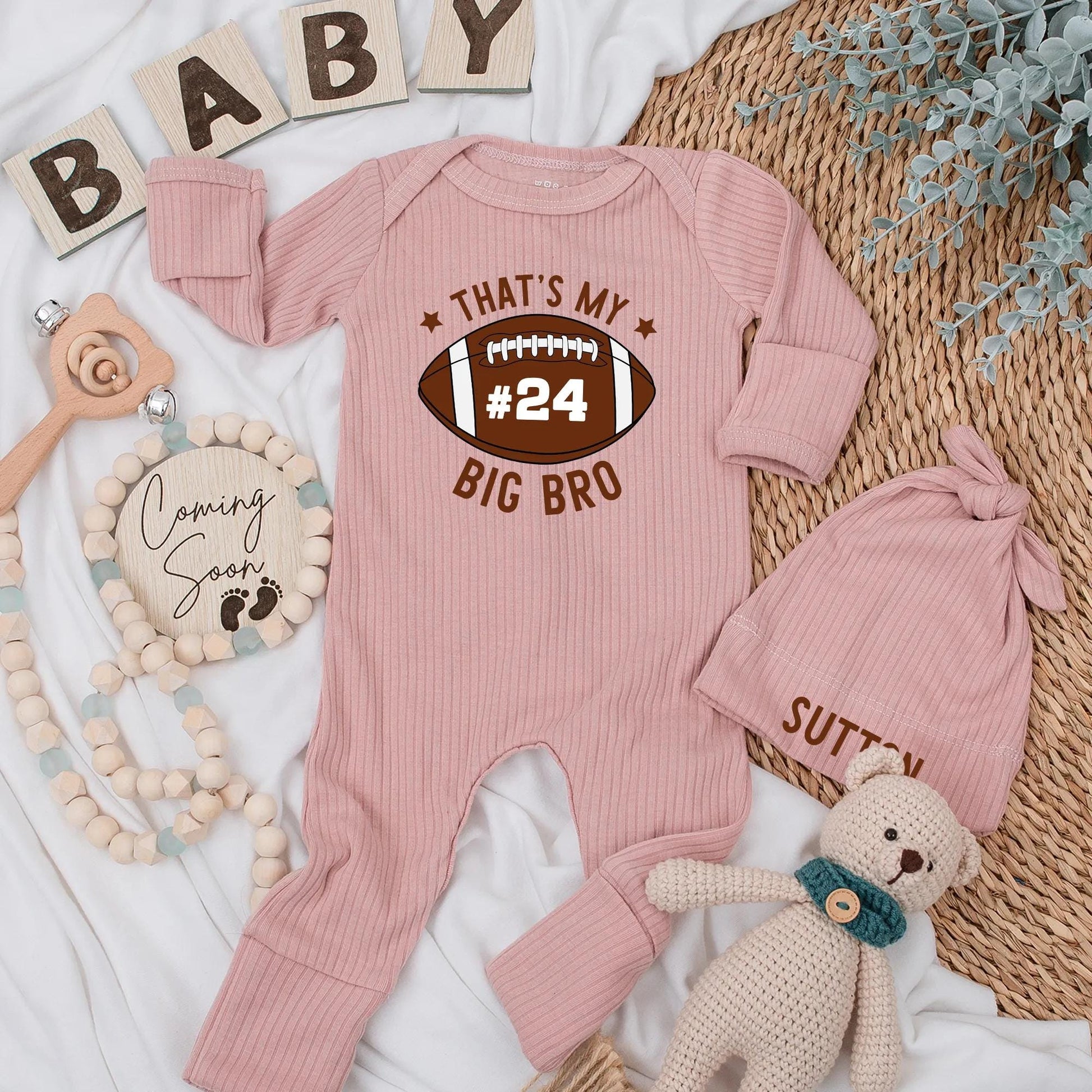 That's My Big Bro Football Baby Bodysuit #24 Newborn Outfit Game Day Sports Baby Clothes