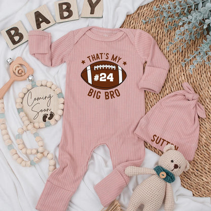 That's My Big Bro Football Baby Bodysuit #24 Newborn Outfit Game Day Sports Baby Clothes