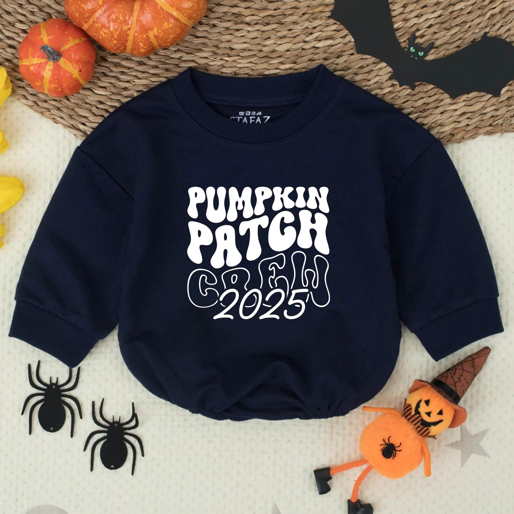 Pumpkin Patch Crew 2025 Romper: Retro Fall Baby Bodysuit, Cute Thanksgiving Outfit, Farm Fresh Style for Newborns & Toddlers, Perfect Pumpkin Picking!