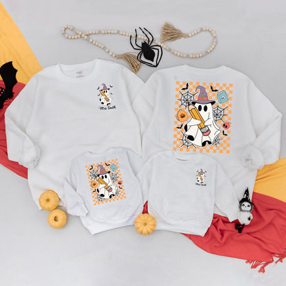 Cute Ghost Halloween Sweatshirt Romper Outfit Mommy and Me Matching Family Spooky Season Fall Autumn Vibes