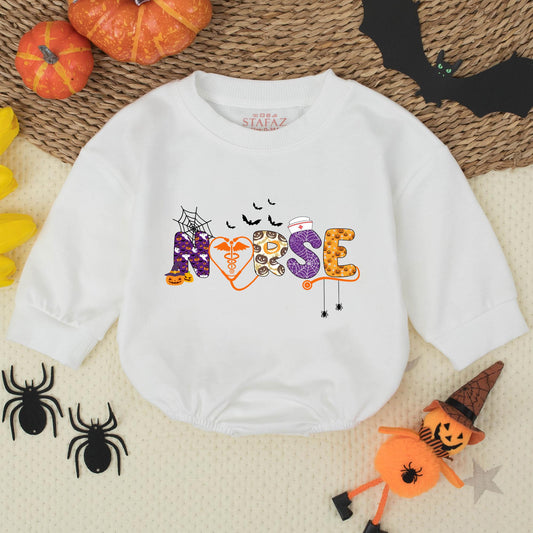 Cute Halloween Nurse Baby Romper Playful Pumpkin Ghost Bat Orange Heart Caduceus Infant Outfit