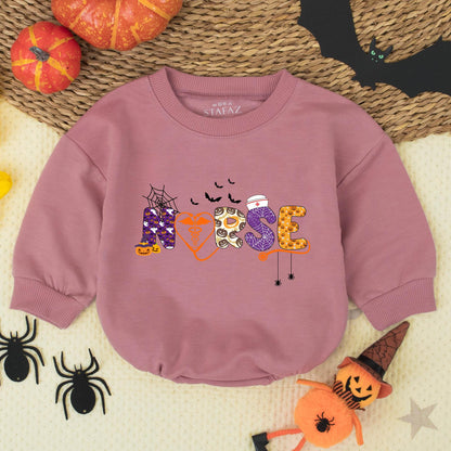 Cute Halloween Nurse Baby Romper Playful Pumpkin Ghost Bat Orange Heart Caduceus Infant Outfit