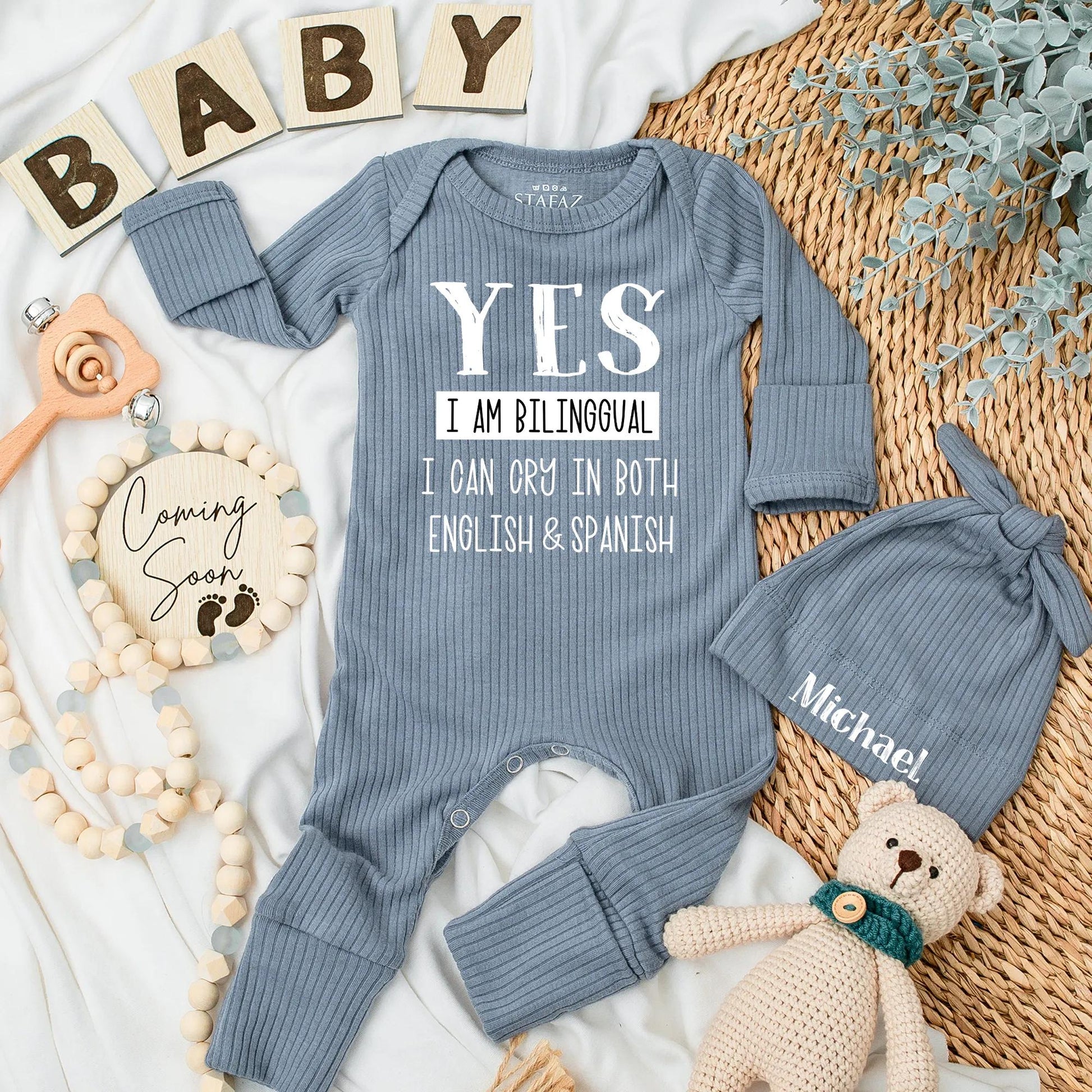 Funny Yes I'm Bilingual Baby Bodysuit English Spanish Crying Newborn Clothes Latino Baby Shower Gift Gender Neutral