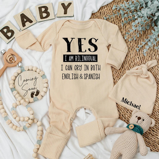 Funny Yes I'm Bilingual Baby Bodysuit English Spanish Crying Newborn Clothes Latino Baby Shower Gift Gender Neutral