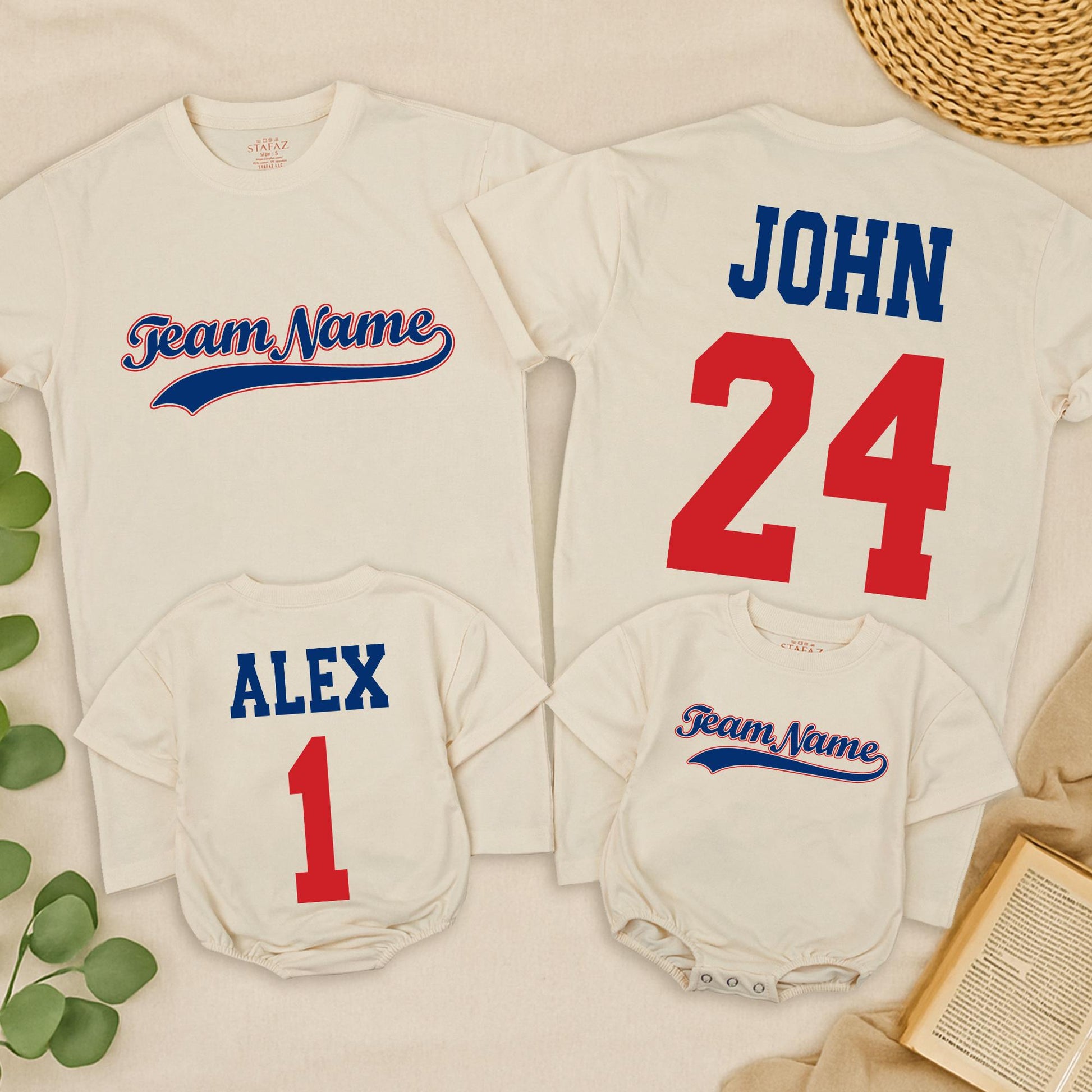 Custom Baseball Team Name Shirt Vintage Style Jersey for Toddler Boy, Personalized Number & Name, Matching Family Sports Fan Outfit, Blue & Red