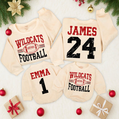 Custom Football Mom Sweatshirt Team Name Number Game Day High School Football Fan Apparel Proud Cozy Spirit Wear Gift for Her
