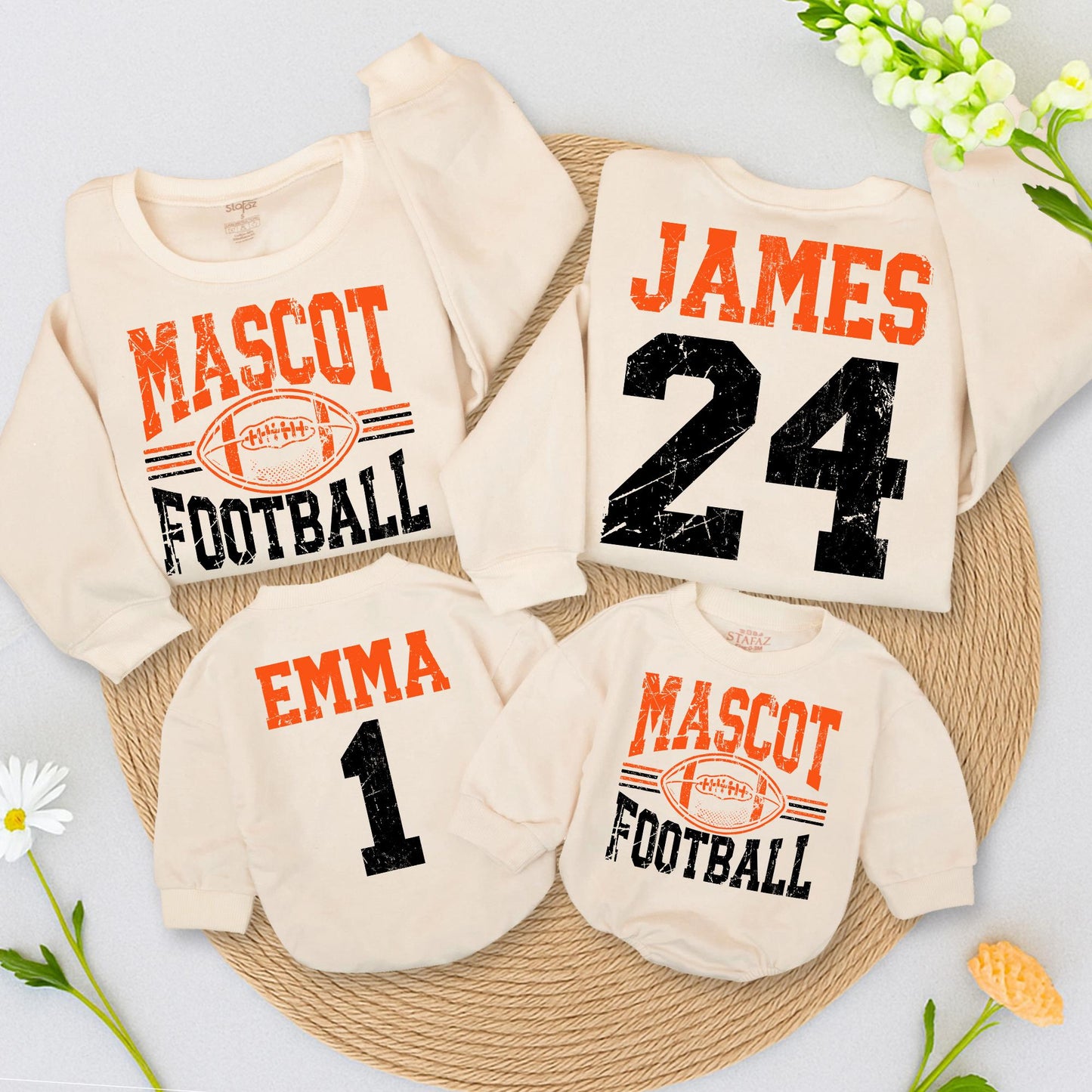 Custom Football Mom Sweatshirt Team Name Number Game Day High School Football Fan Apparel Proud Cozy Spirit Wear Gift for Her