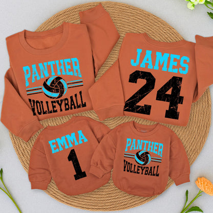 Wildcats Volleyball Mom Sweatshirt Custom Name Number, Game Day Sports Team Sweater Personalized High School Volleyball Fan Gift Yellow Black Design