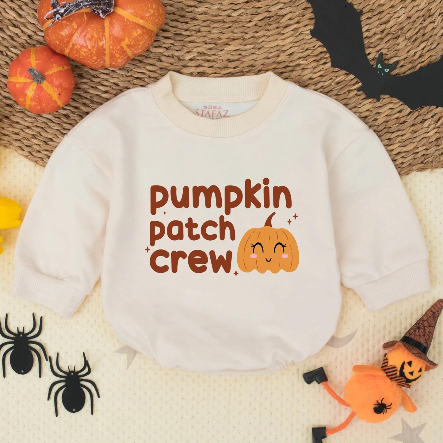 Pumpkin Patch Crew Romper Soft Orange Pumpkin Design for Little Ones Thanksgiving Outfit Baby Girl Boy First Pumpkin Picking Cute Cutesy Graphics