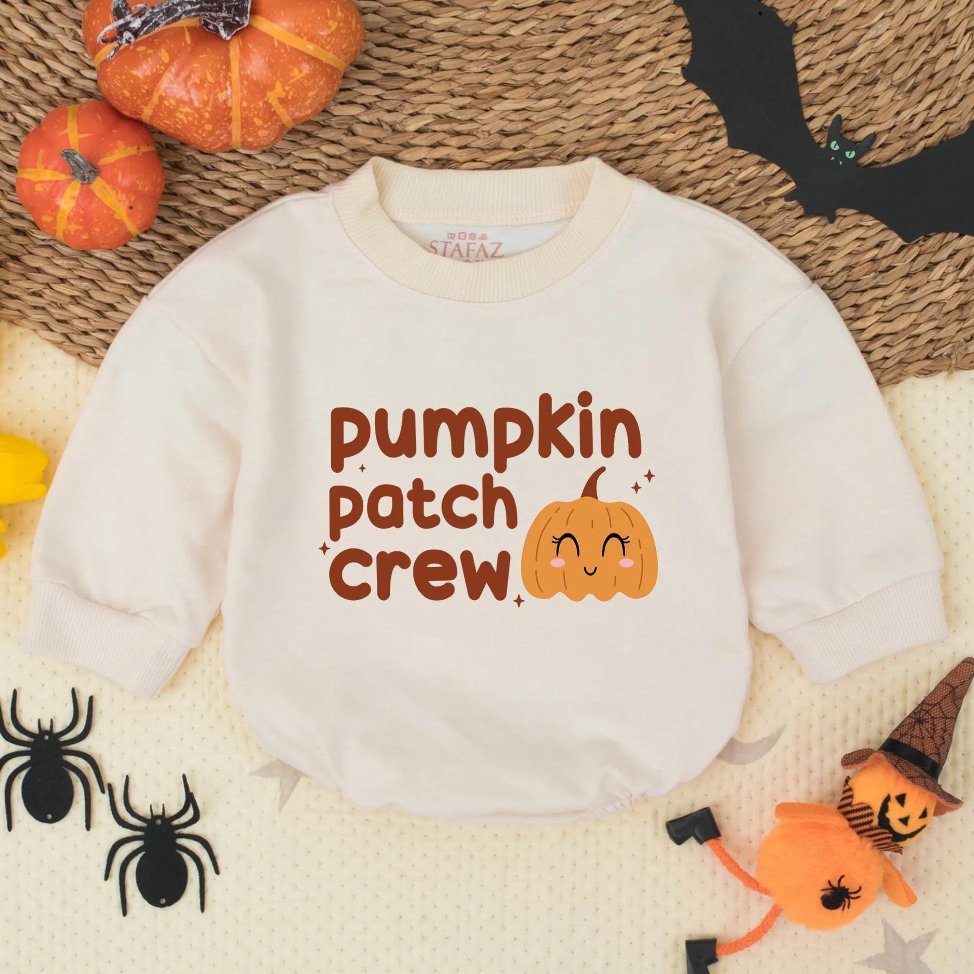 Pumpkin Patch Crew Romper Soft Orange Pumpkin Design for Little Ones Thanksgiving Outfit Baby Girl Boy First Pumpkin Picking Cute Cutesy Graphics