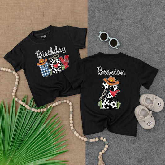 Custom Western Birthday Boy Toddler T-Shirt Second Rodeo 2 Years Old Cowboy Clothes Birthday Gift