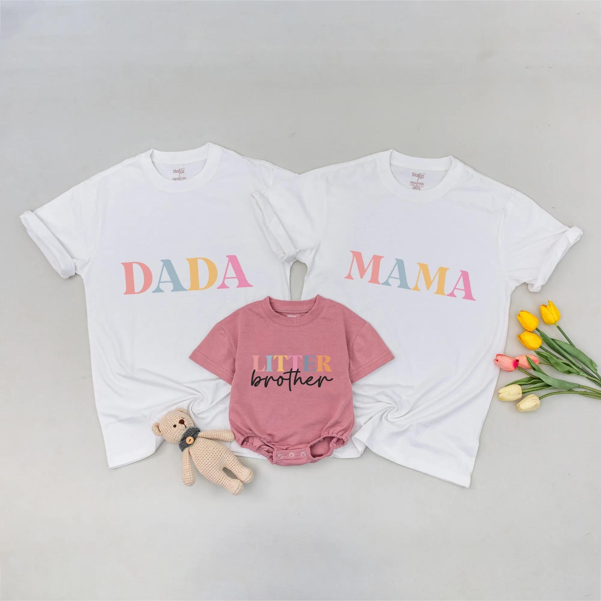 Matching Family Shirts: Retro Mama Dada Big Sister Little Brother Fall Outfit Cute Pastel Colors Baby Shower Gift