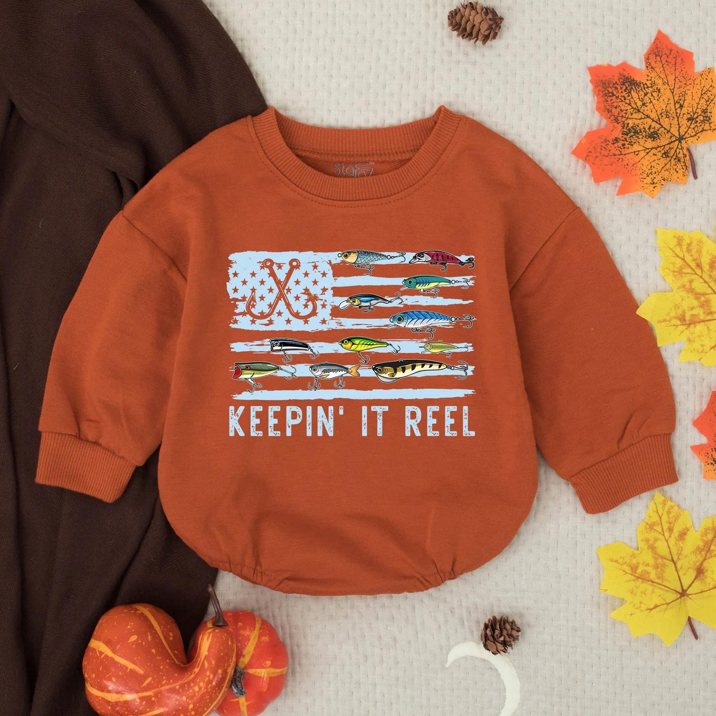 Reel Blessed Baby Romper, Christian Fishing Flag Design, Cute Infant Outfit, Fish Hook Cross, Shower Gift, God Bless Romper, Baptism Outfit, 138 Chars