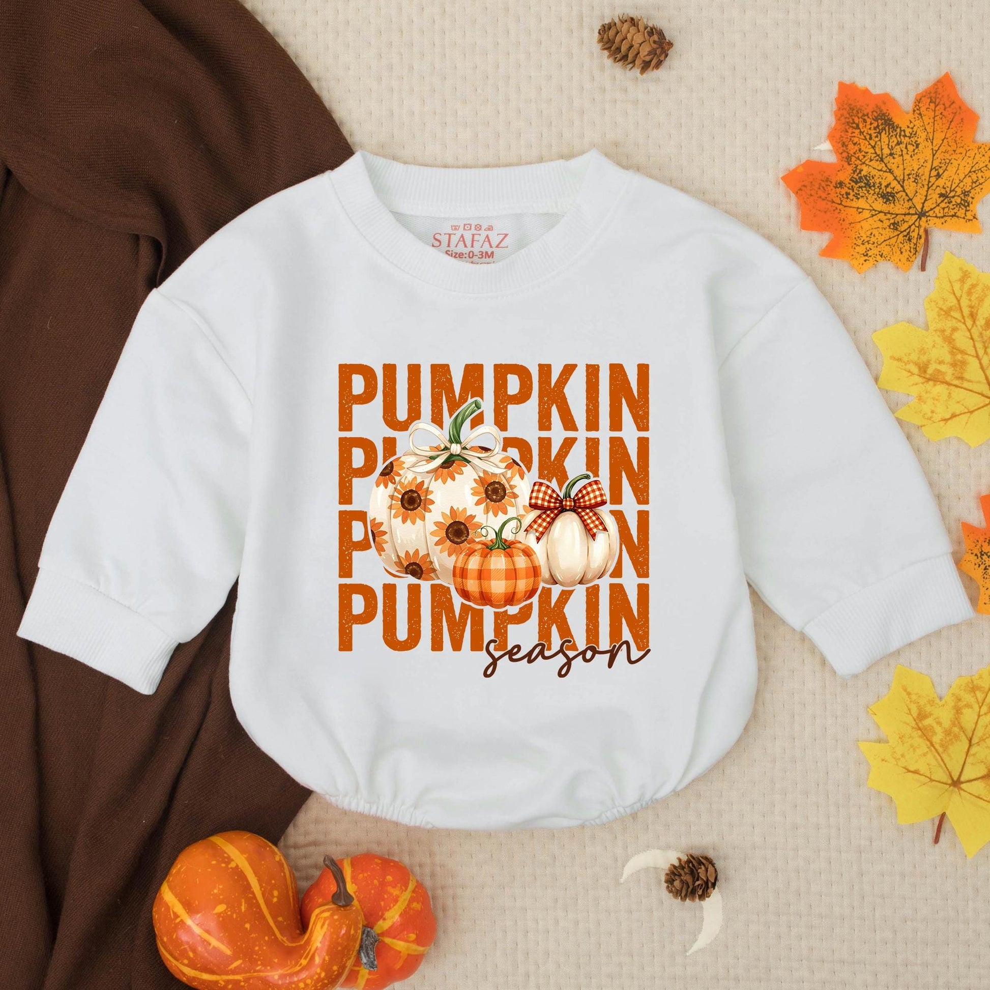 Pumpkin Season Baby Girl Romper Fall Outfit, Thanksgiving Infant Clothes with Sunflowers and Plaid Pumpkins, Cute Autumn Toddler Clothes, Gift Idea 136
