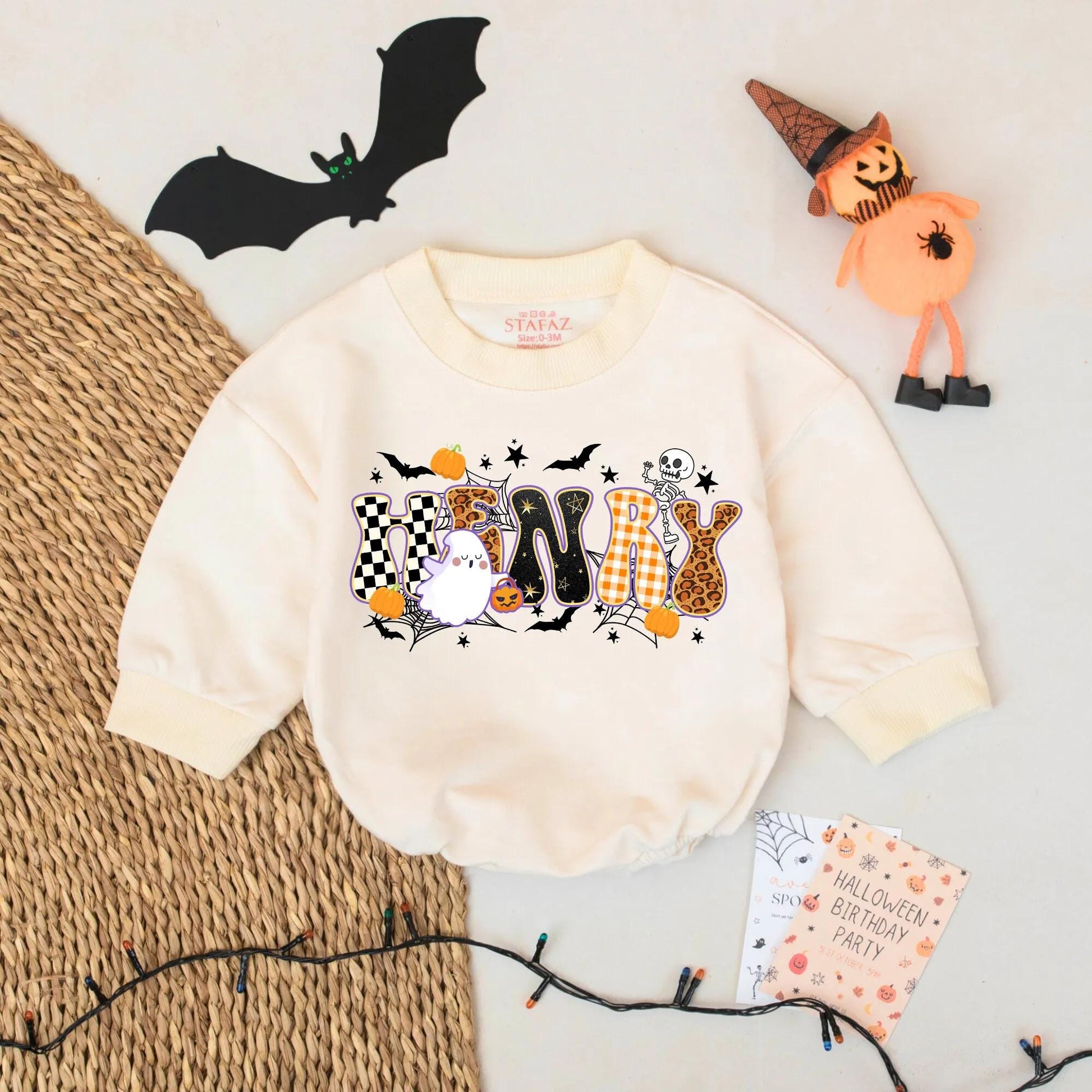 Mama & Mini Halloween Sweatshirts: Matching Family Fall Outfits, Cute Ghost & Pumpkin Design, Leopard & Checkered Letters, Festive Mom & Daughter Style