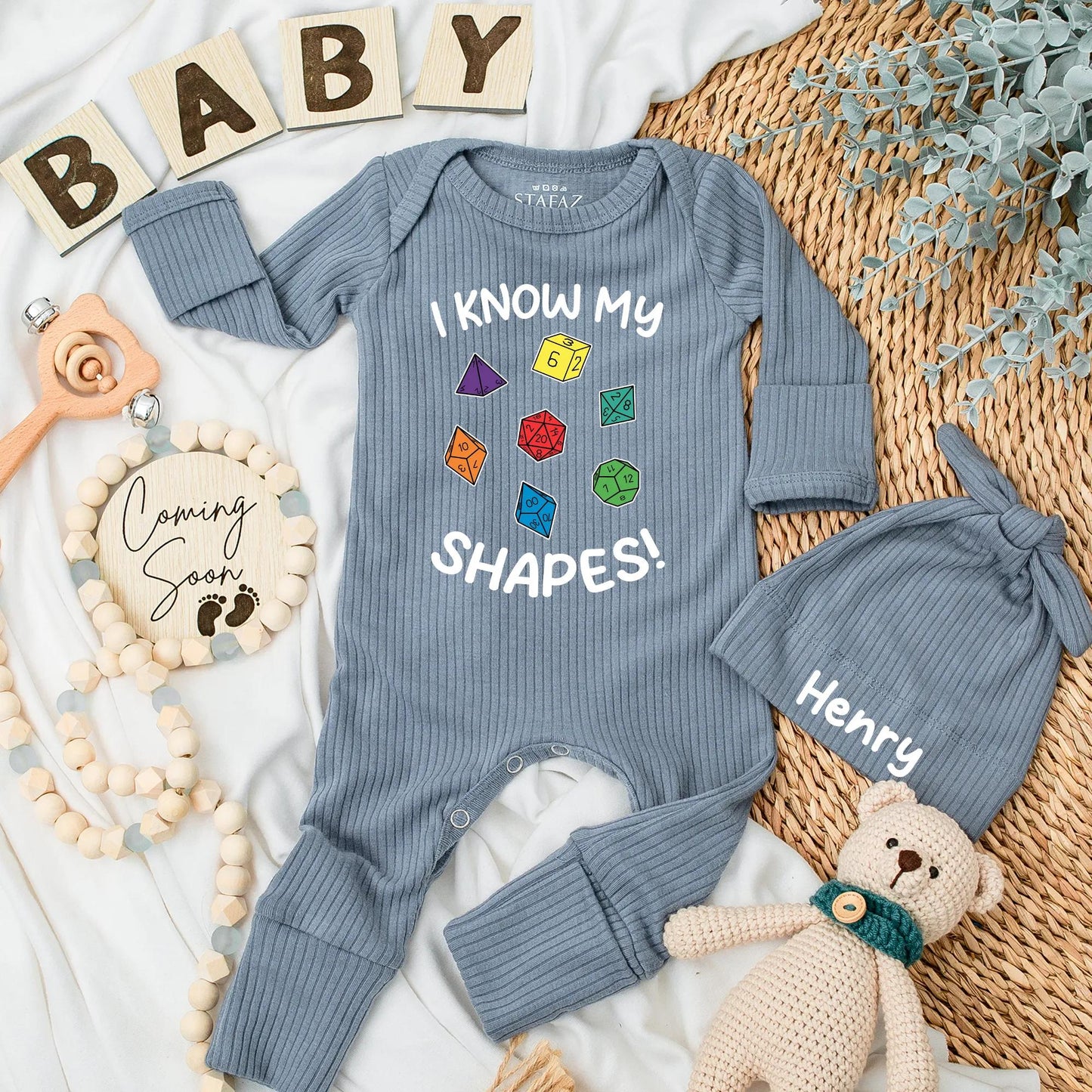 I Know My Shapes Baby Bodysuit Gamer Outfit Dnd Gift Newborn Clothes Baby Shower Gift Baby Boy or Girl D&D Dice Design