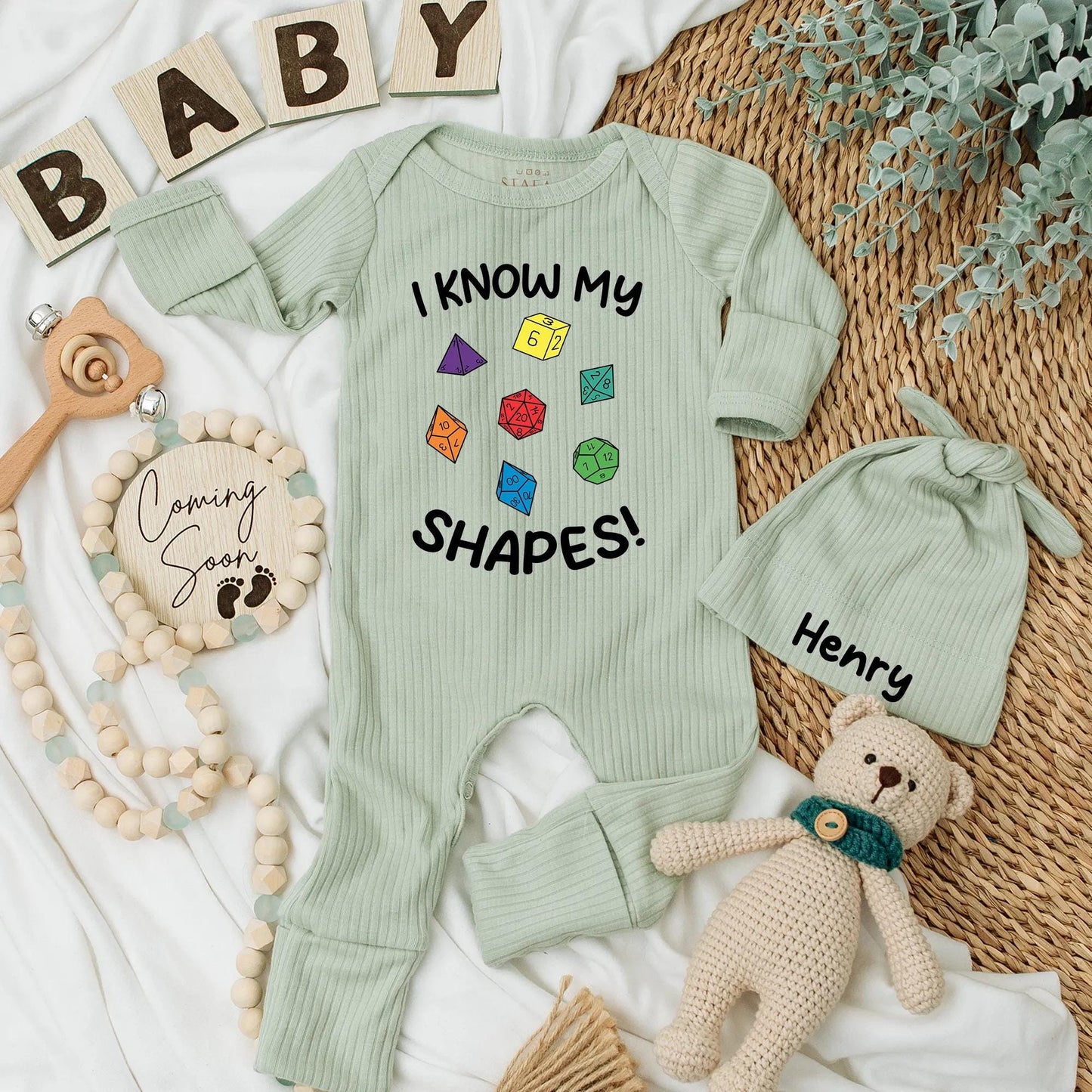 I Know My Shapes Baby Bodysuit Gamer Outfit Dnd Gift Newborn Clothes Baby Shower Gift Baby Boy or Girl D&D Dice Design