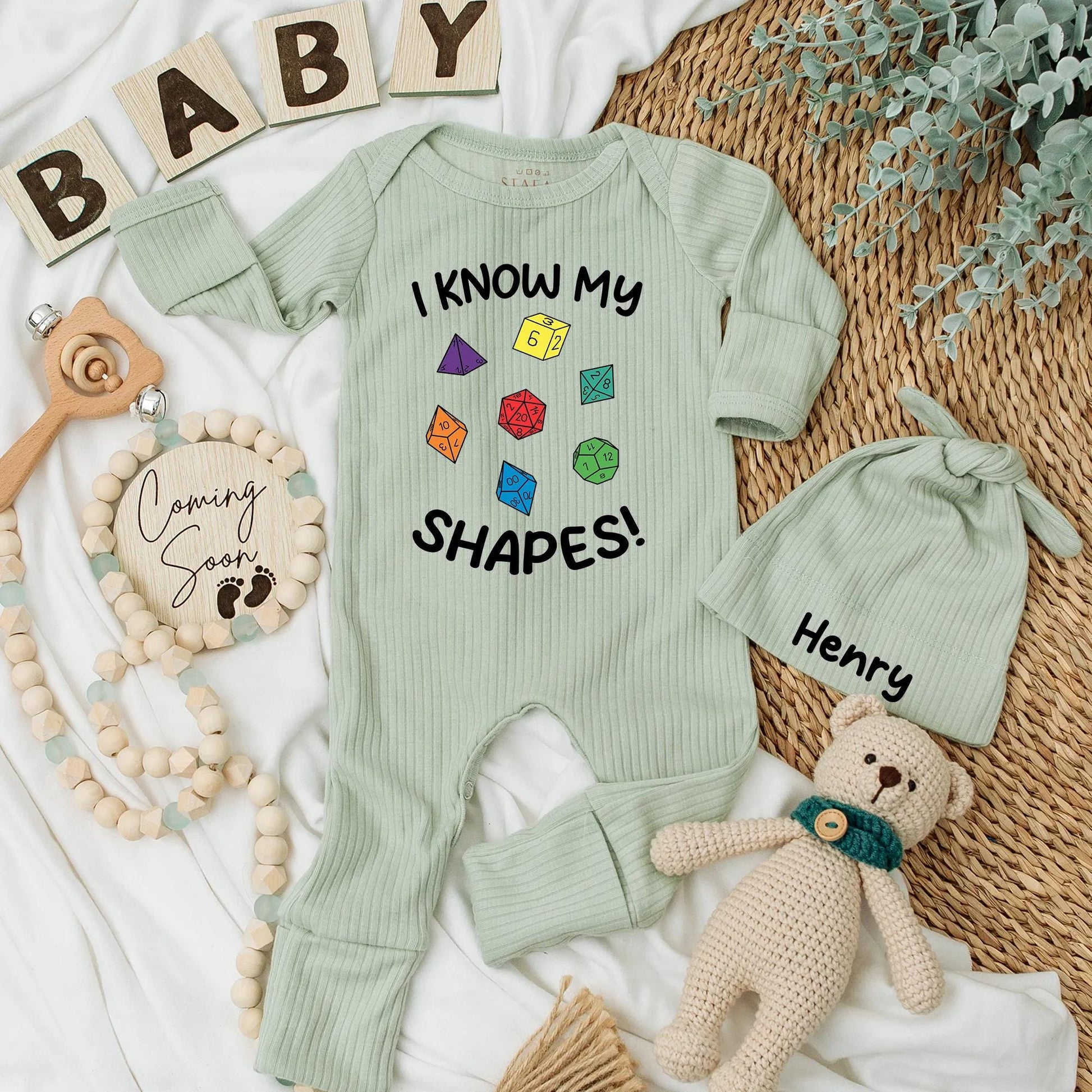 I Know My Shapes Baby Bodysuit Gamer Outfit Dnd Gift Newborn Clothes Baby Shower Gift Baby Boy or Girl D&D Dice Design
