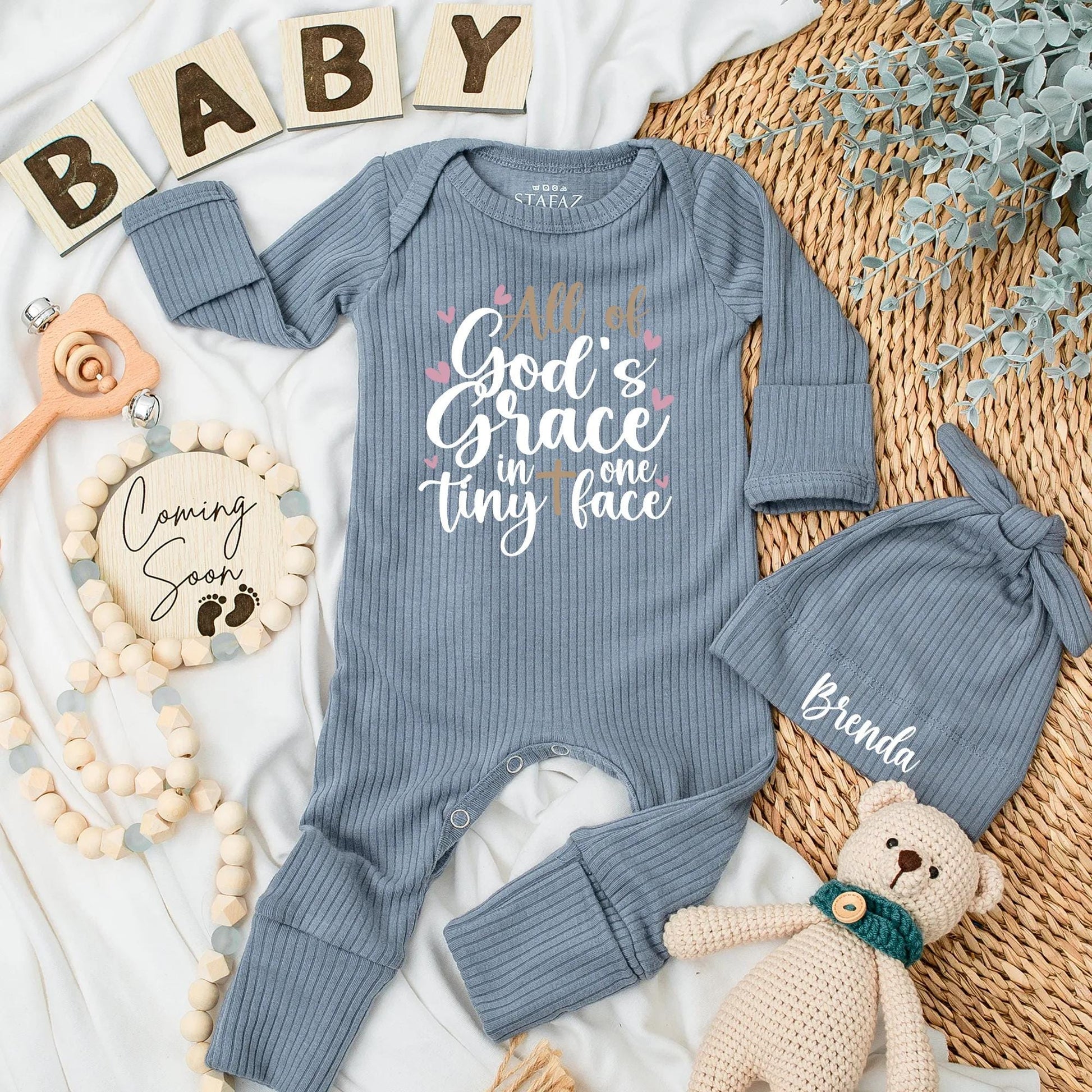 All of God's Grace in One Tiny Face Bodysuit, Christian Baby Outfit, Religious Newborn Girl Boy Clothes, Baby Shower Gift Present
