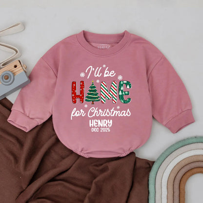 I'll Be Home For Christmas Bubble Romper Baby Girl Boy Retro Holiday Outfit Henry Dec 2025 Infant Festive Announcement Gift