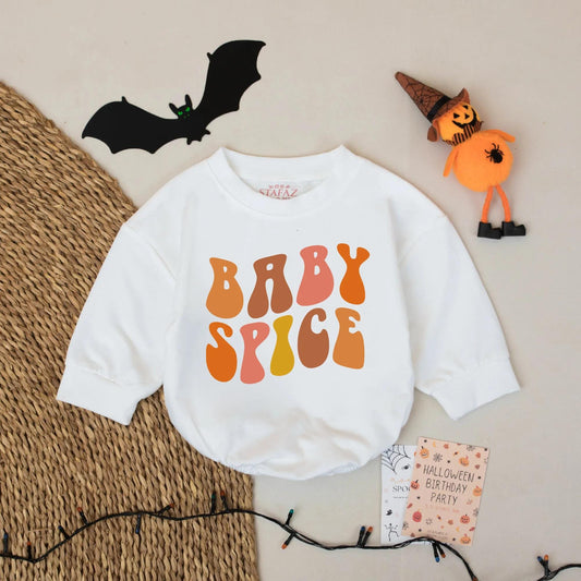 Baby Spice Fall Bubble Romper Toddler Girl Outfit, Retro 70s Autumn Colors, Infant Thanksgiving Clothes, Pumpkin Patch Gift