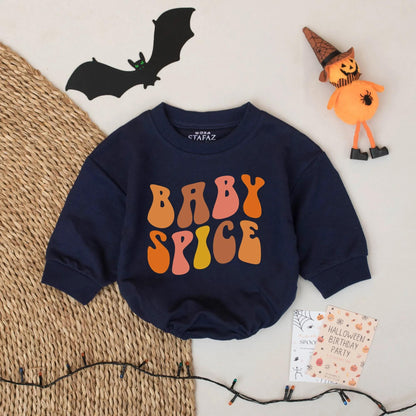 Baby Spice Fall Bubble Romper Toddler Girl Outfit, Retro 70s Autumn Colors, Infant Thanksgiving Clothes, Pumpkin Patch Gift