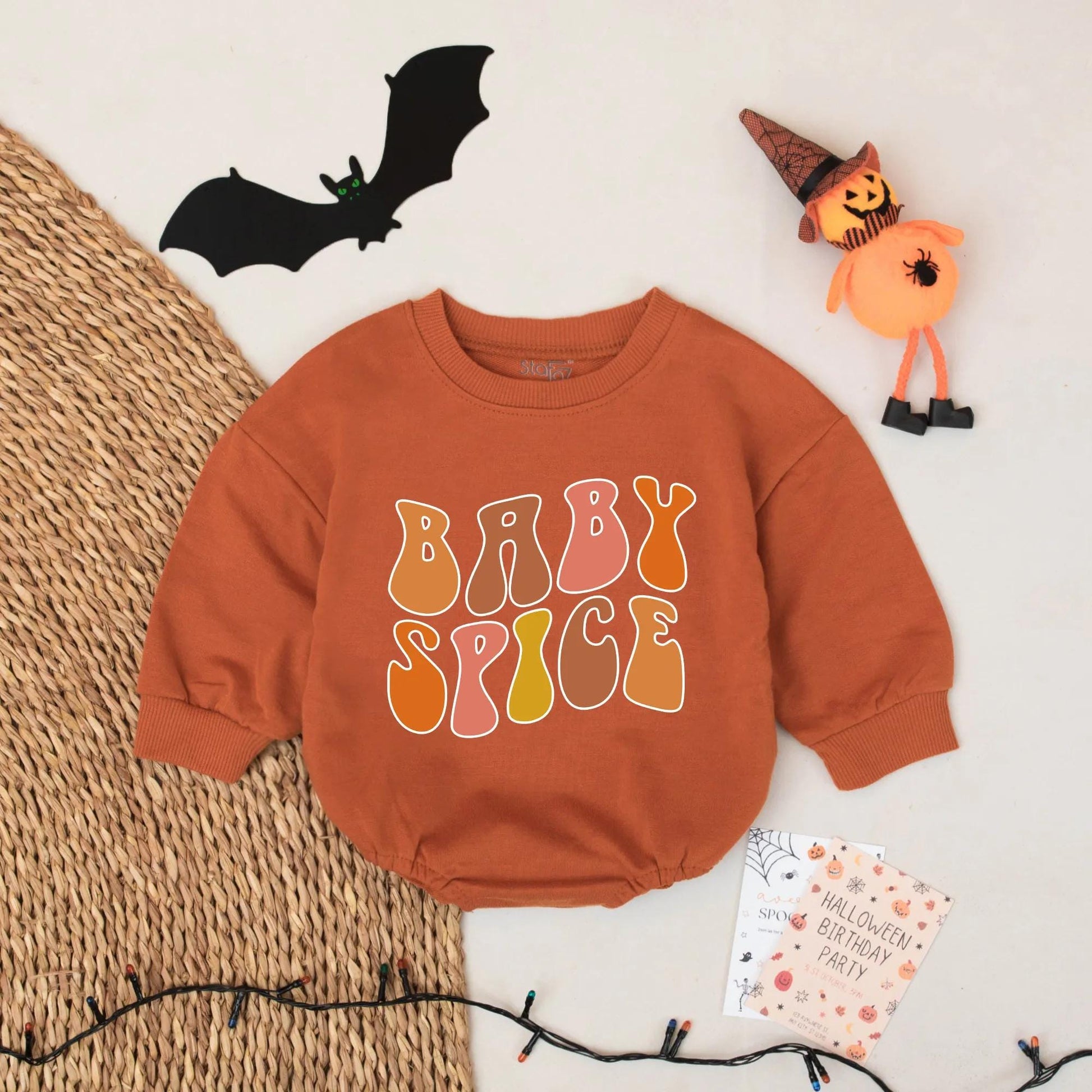 Baby Spice Fall Bubble Romper Toddler Girl Outfit, Retro 70s Autumn Colors, Infant Thanksgiving Clothes, Pumpkin Patch Gift