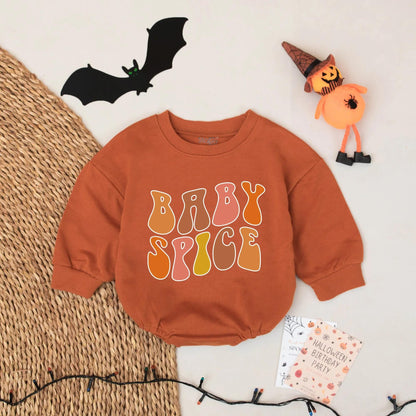 Baby Spice Fall Bubble Romper Toddler Girl Outfit, Retro 70s Autumn Colors, Infant Thanksgiving Clothes, Pumpkin Patch Gift