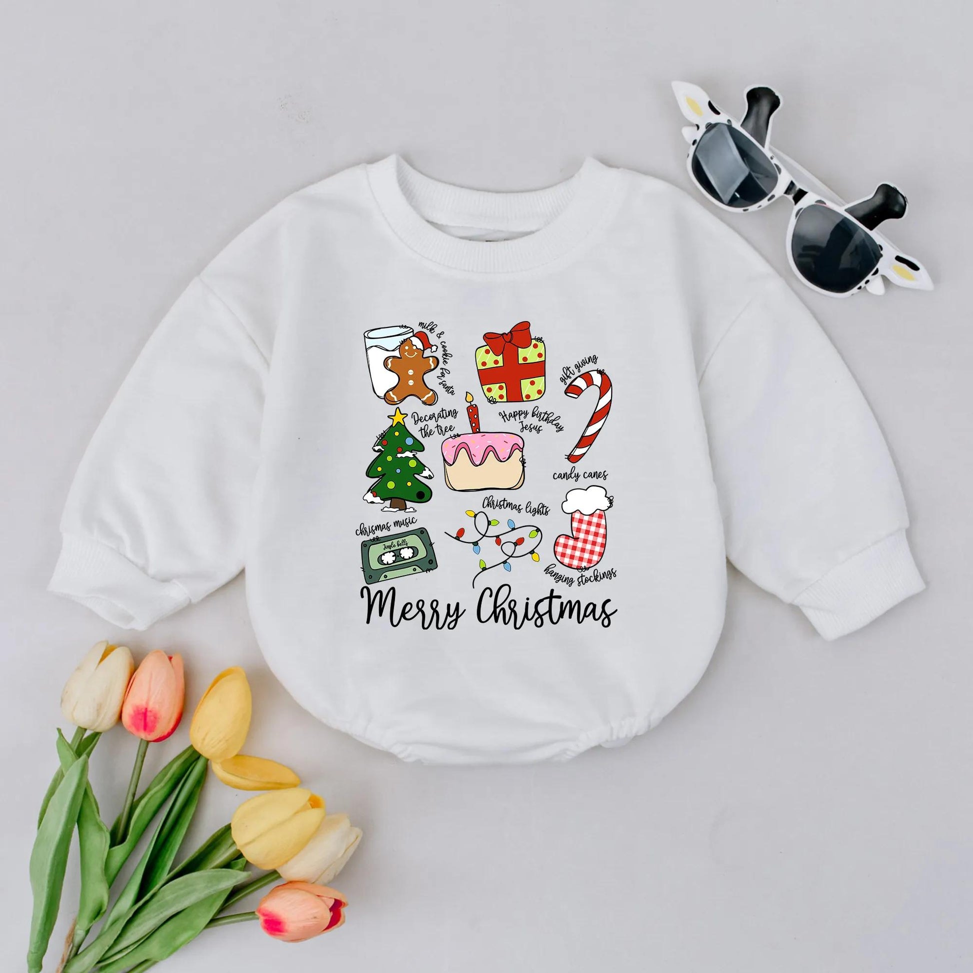 Cute Christmas Bubble Romper Gingerbread Man & Candy Cane Baby Holiday Outfit Merry Christmas Newborn Clothes Festive Gift
