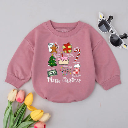 Cute Christmas Bubble Romper Gingerbread Man & Candy Cane Baby Holiday Outfit Merry Christmas Newborn Clothes Festive Gift