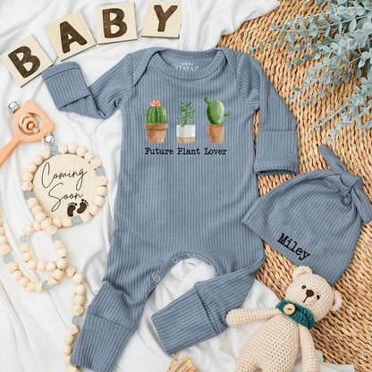 Future Plant Lover Baby Bodysuit Painted Cactus & Green Brown Hues Whimsical Sweet Newborn Coming Home Outfit Shower Gift for Plant Parents Gender Neutral