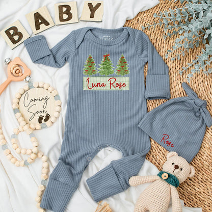 Personalized Luna Rose Christmas Bodysuit, Bow Tree Outfit, Holiday Baby Girl Clothes, Newborn Coming Home Gift, Custom Xmas Baby Shower Present (139 chars)