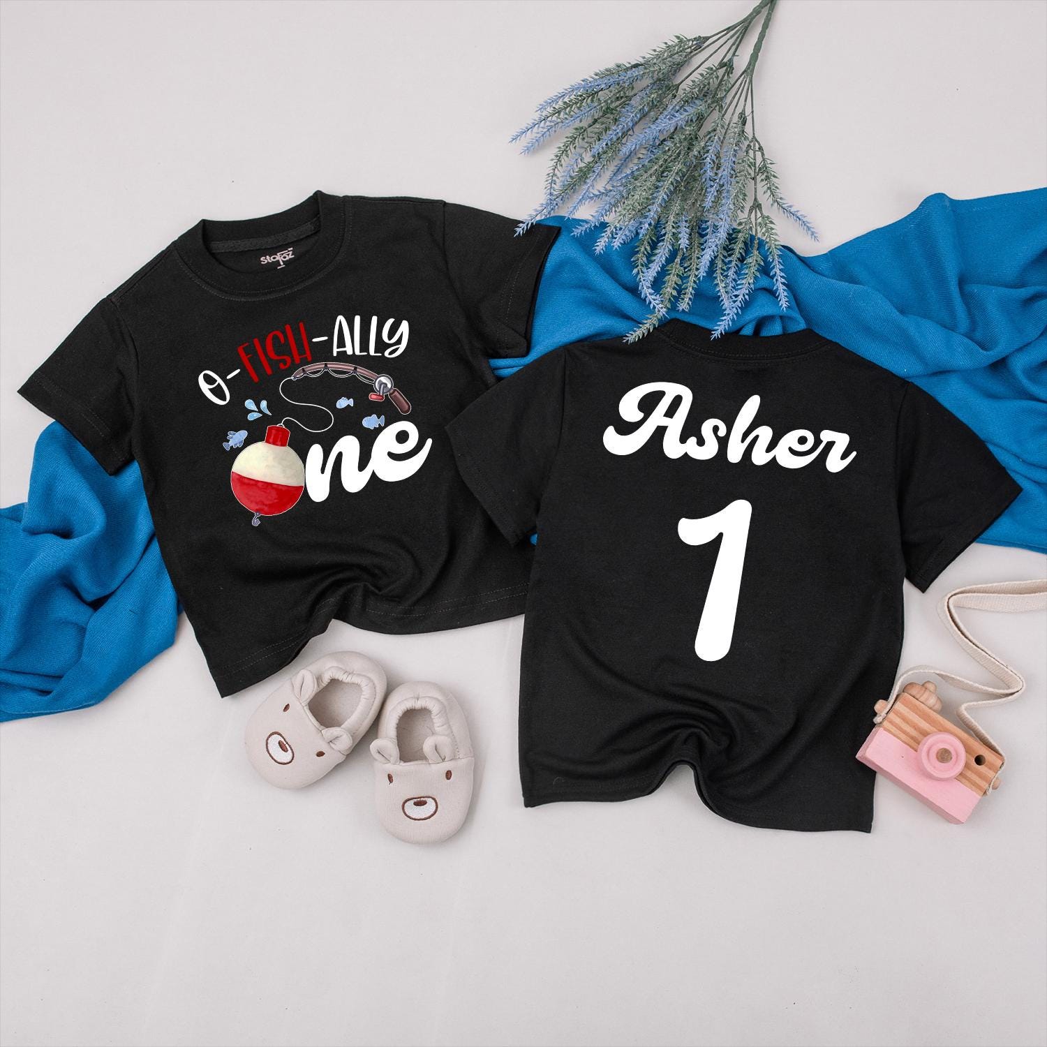O-Fish-Ally One Personalized Fishing Birthday Shirt Family Matching Boy First Celebration Outfit with Cute Cartoon Bobber & Fish Design