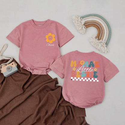 Custom Olivia Bodysuit & Mama's Little Bestie Romper Set, Baby Girl Outfit, Personalized Baby Shower Gift, Cute Clothes