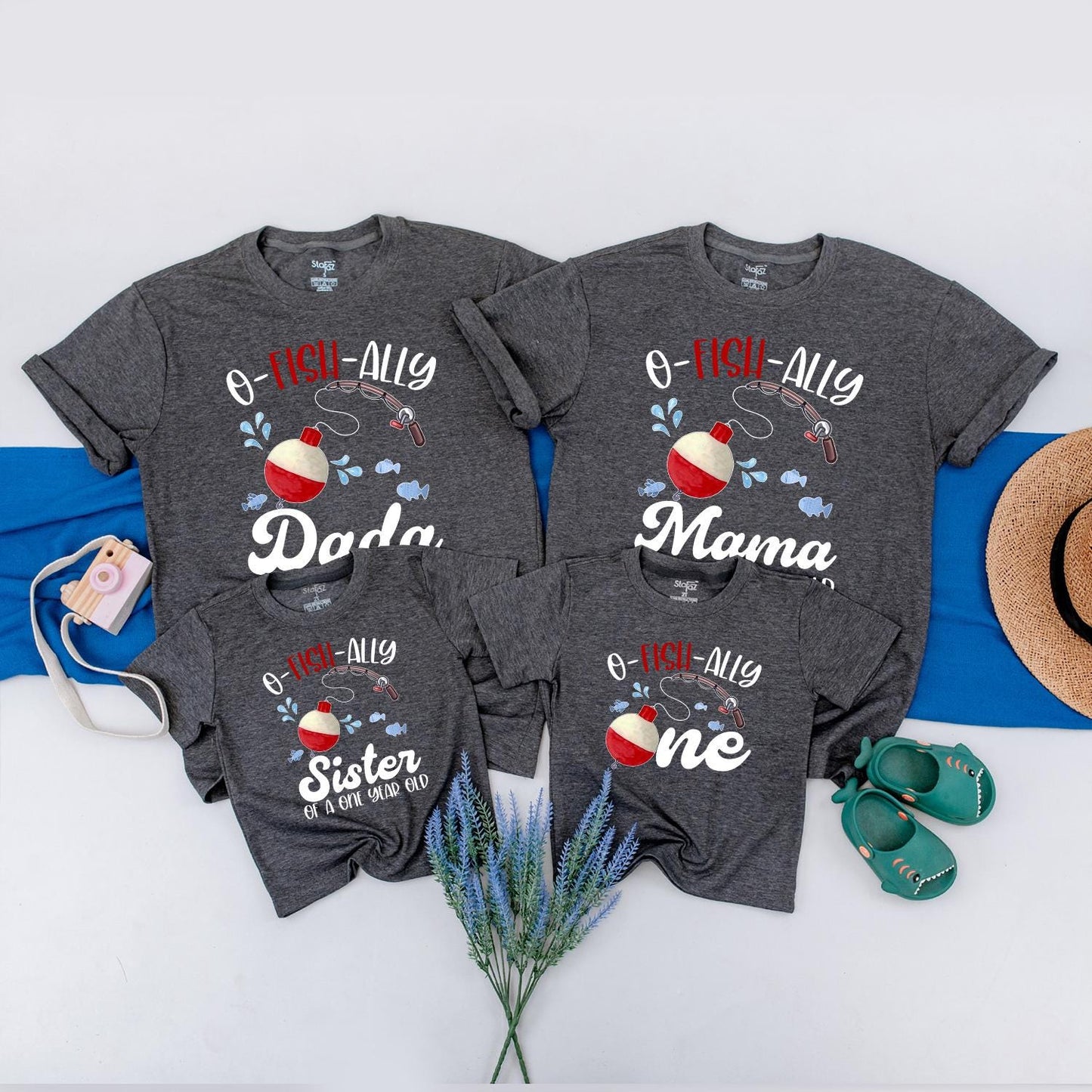O-Fish-Ally One Personalized Fishing Birthday Shirt Family Matching Boy First Celebration Outfit with Cute Cartoon Bobber & Fish Design