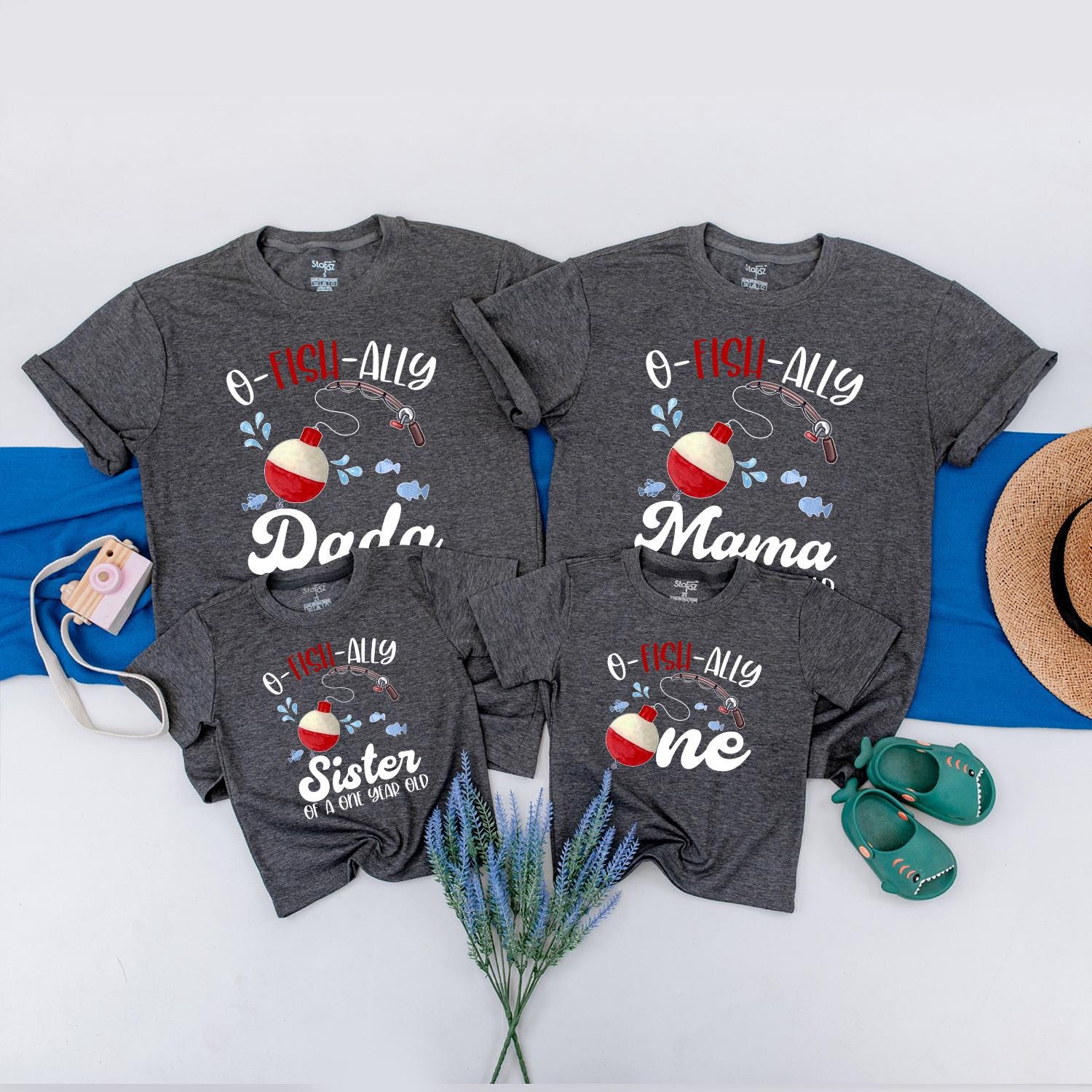 O-Fish-Ally One Personalized Fishing Birthday Shirt Family Matching Boy First Celebration Outfit with Cute Cartoon Bobber & Fish Design
